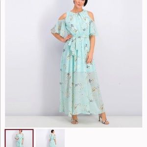 Calvin Klein Floral-Print Cold-Shoulder Maxi Dress.